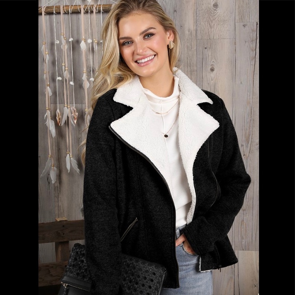 Black casual Moto rider jacket.